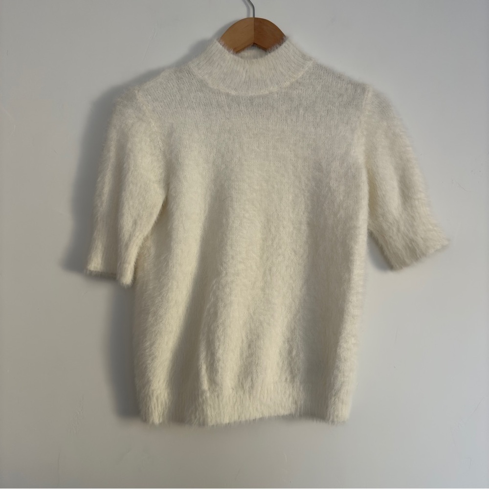 Marled mock neck sweater in ivory Size: XS